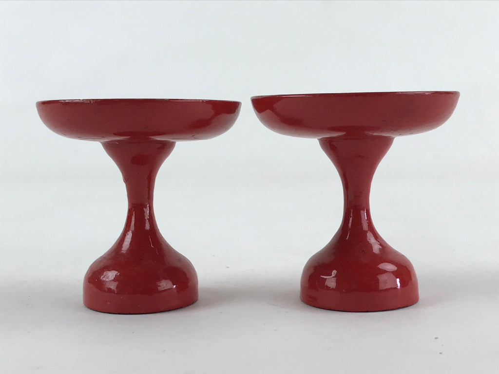 Japanese Buddhist Altar Fitting Offering Stand Pair High Cup Takatsuki Red BA26