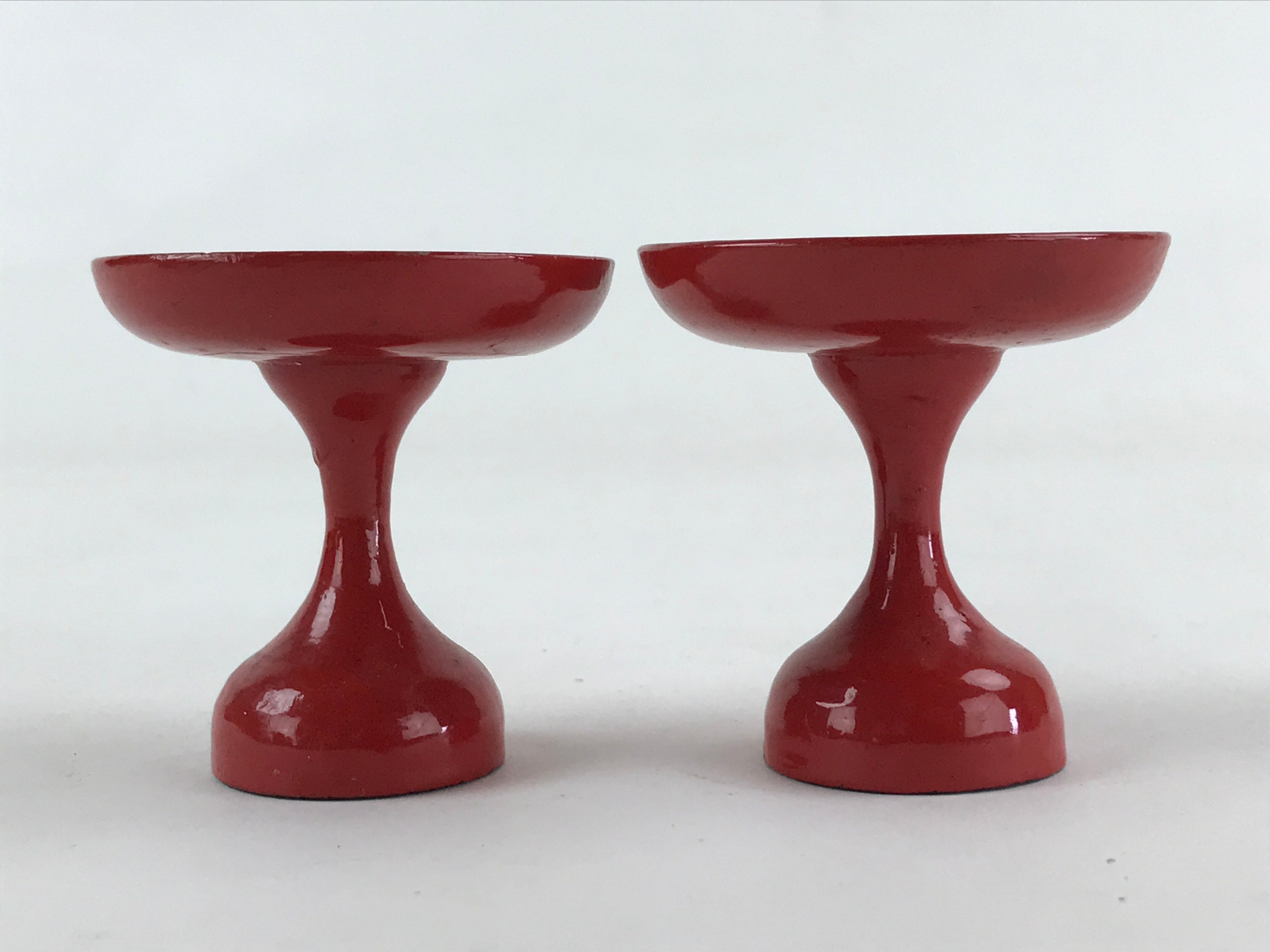 Japanese Buddhist Altar Fitting Offering Stand Pair High Cup Takatsuki Red BA26