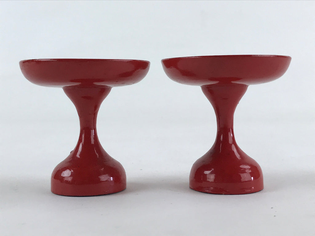 Japanese Buddhist Altar Fitting Offering Stand Pair High Cup Takatsuki Red BA26