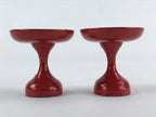 Japanese Buddhist Altar Fitting Offering Stand Pair High Cup Takatsuki Red BA26