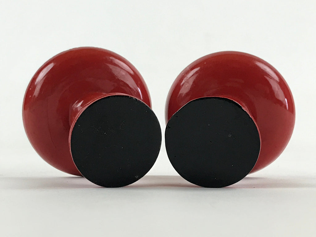 Japanese Buddhist Altar Fitting Offering Stand Pair High Cup Takatsuki Red BA26