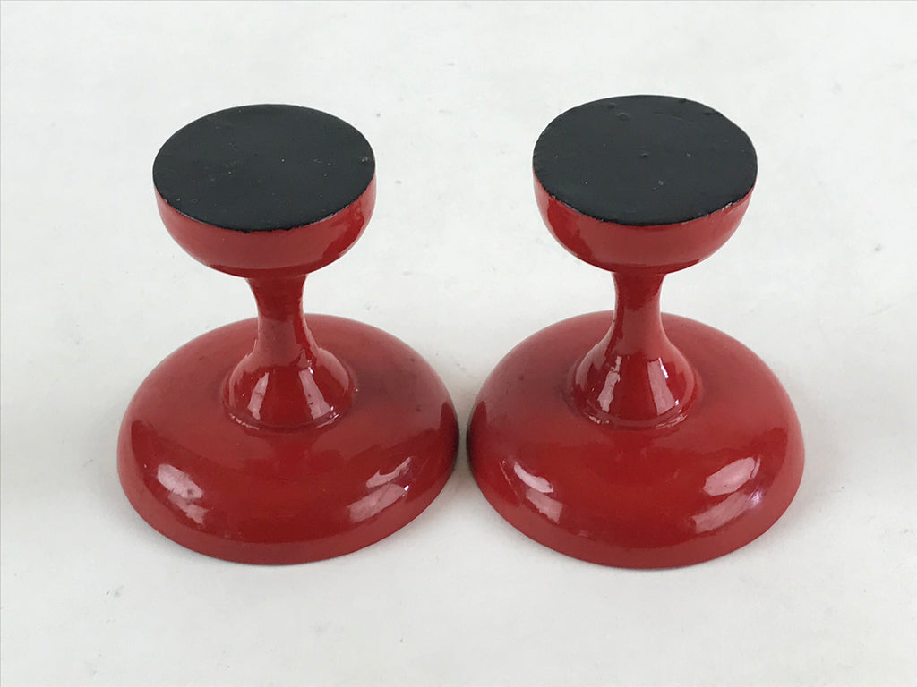 Japanese Buddhist Altar Fitting Offering Stand Pair High Cup Takatsuki Red BA26