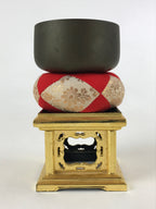 Japanese Buddhist Altar Fitting Orin Bell Singing Bowl Vtg Lacquered Stand BA127