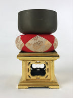 Japanese Buddhist Altar Fitting Orin Bell Singing Bowl Vtg Lacquered Stand BA127