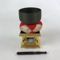 Japanese Buddhist Altar Fitting Orin Bell Singing Bowl Vtg Lacquered Stand BA127