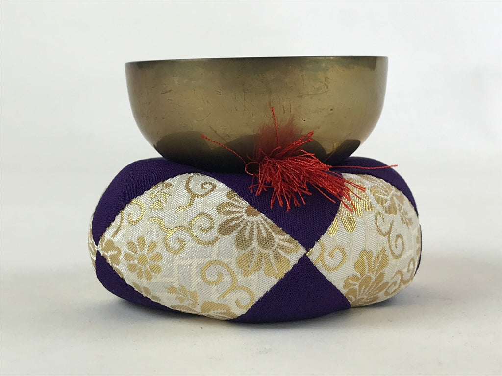 Japanese Buddhist Altar Fitting Orin Bell Singing Bowl Vtg Pillow Striker BA117