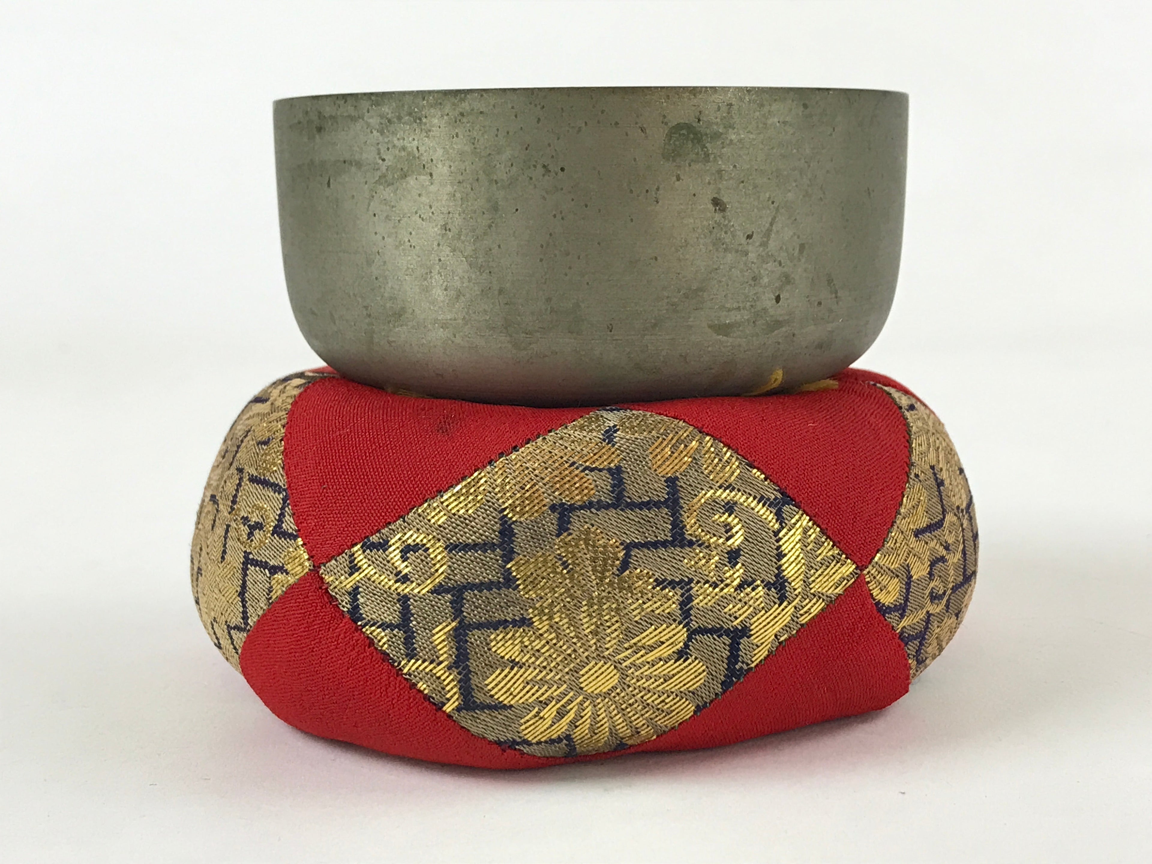 Japanese Buddhist Altar Fitting Orin Bell Singing Bowl Vtg Pillow Striker BA165