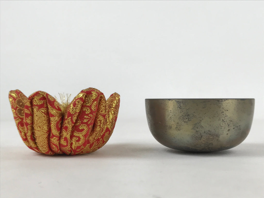 Japanese Buddhist Altar Fitting Orin Bell Singing Bowl Vtg Pillow Striker BA244