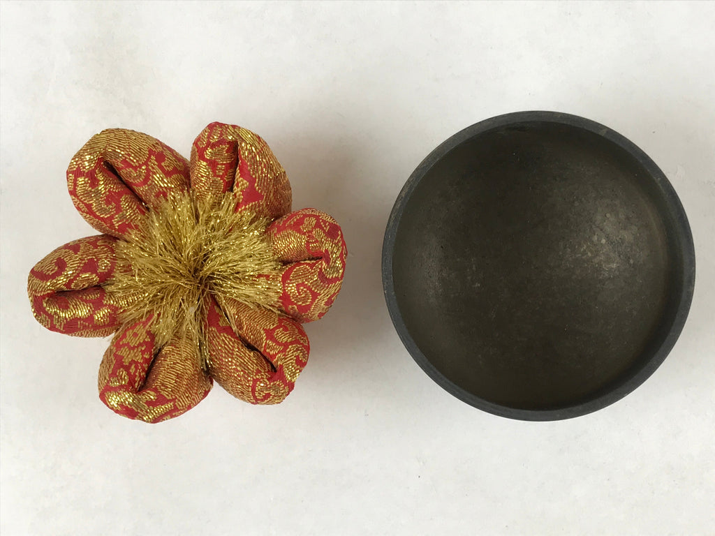 Japanese Buddhist Altar Fitting Orin Bell Singing Bowl Vtg Pillow Striker BA244