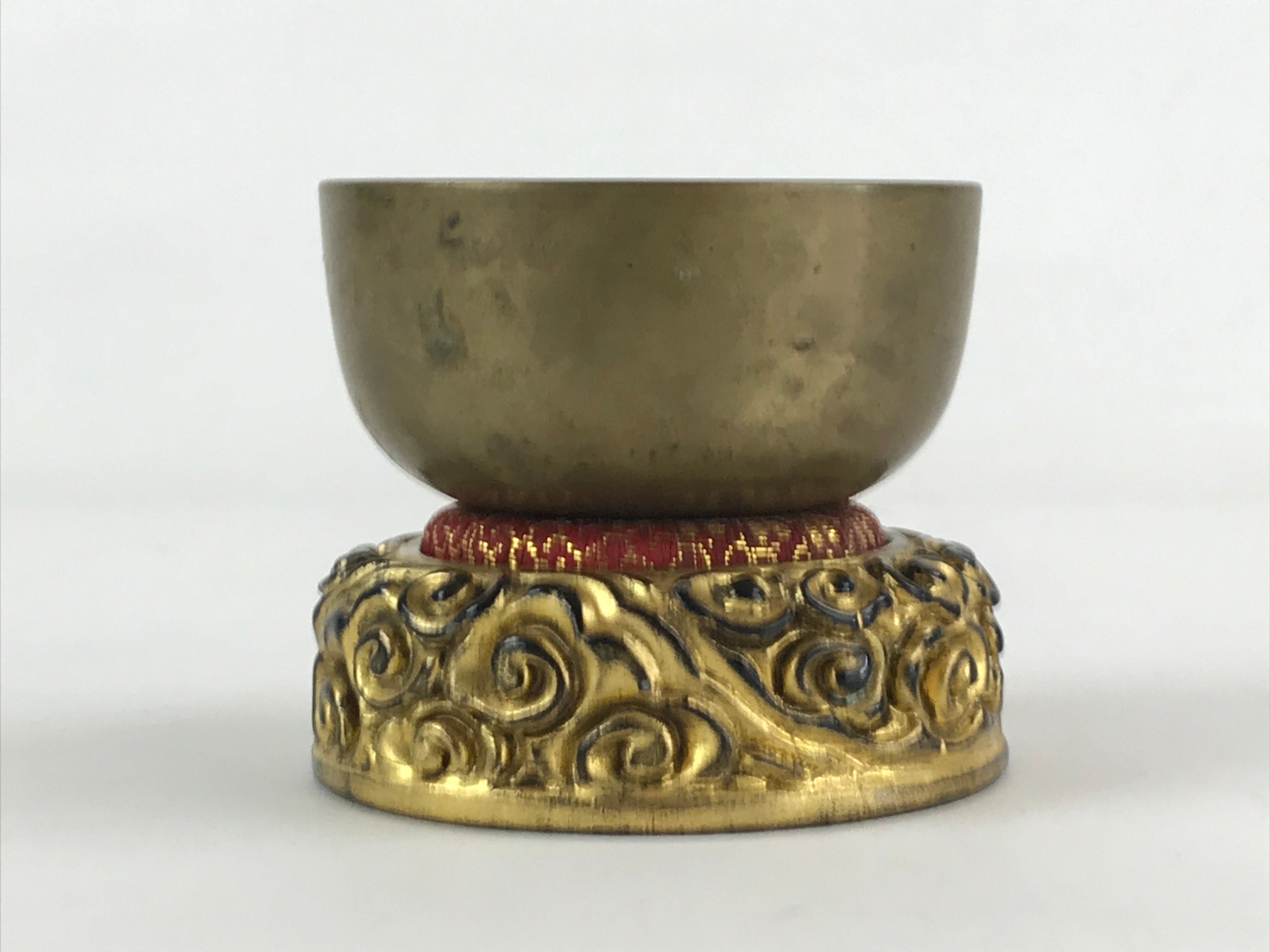 Japanese Buddhist Altar Fitting Orin Bell Vtg Bronze Bowl Pillow Striker BA62