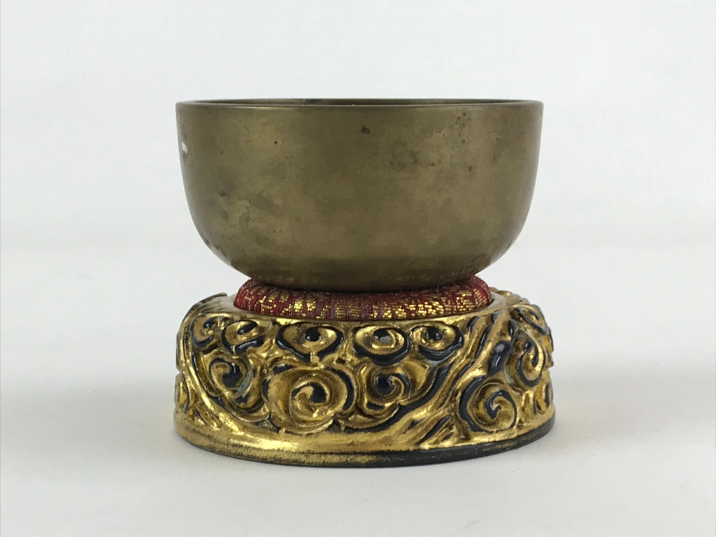 Japanese Buddhist Altar Fitting Orin Bell Vtg Bronze Bowl Pillow Striker BA62