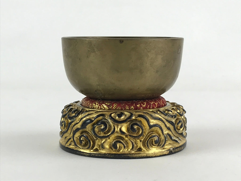 Japanese Buddhist Altar Fitting Orin Bell Vtg Bronze Bowl Pillow Striker BA62