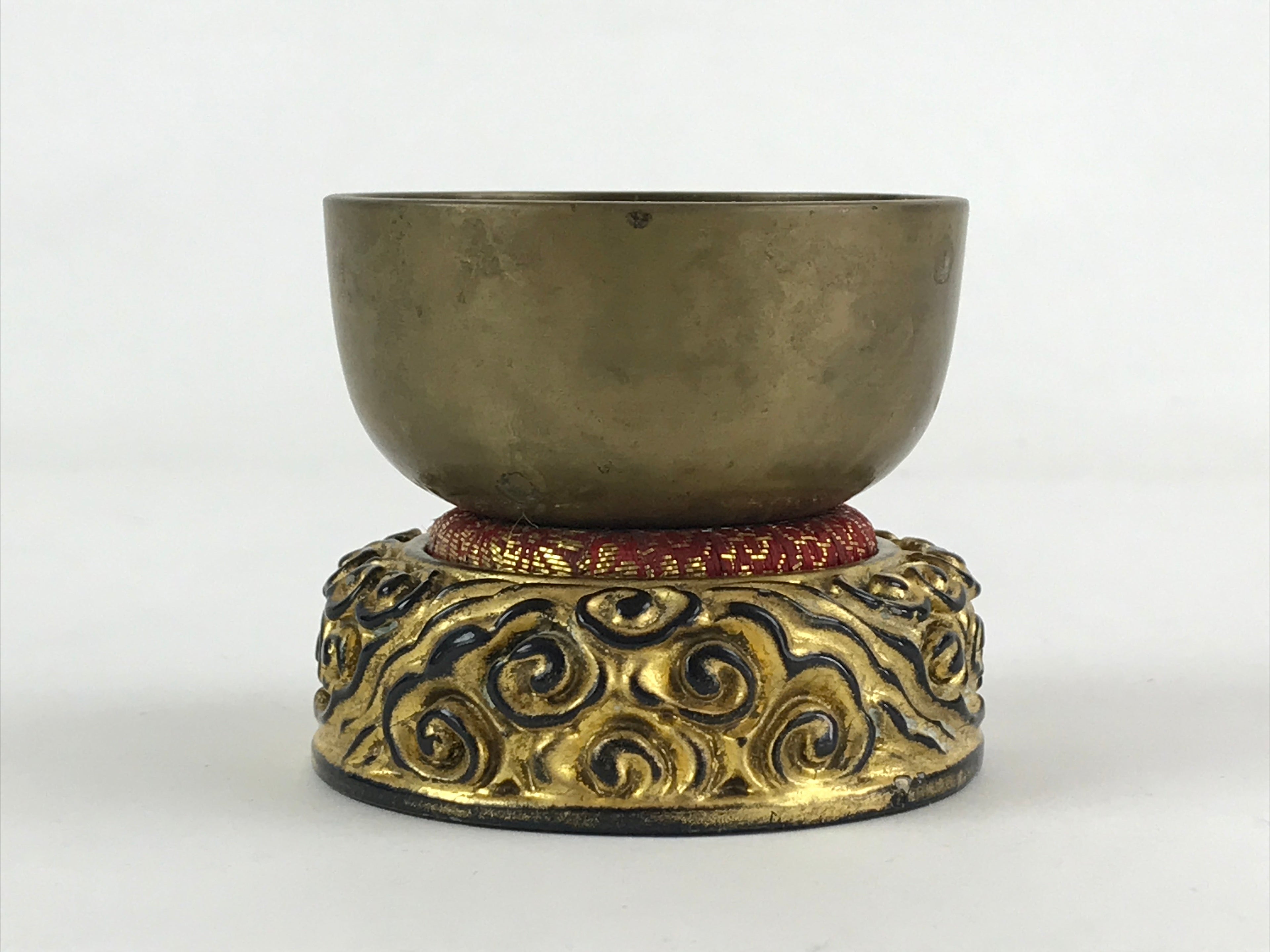 Japanese Buddhist Altar Fitting Orin Bell Vtg Bronze Bowl Pillow Striker BA62