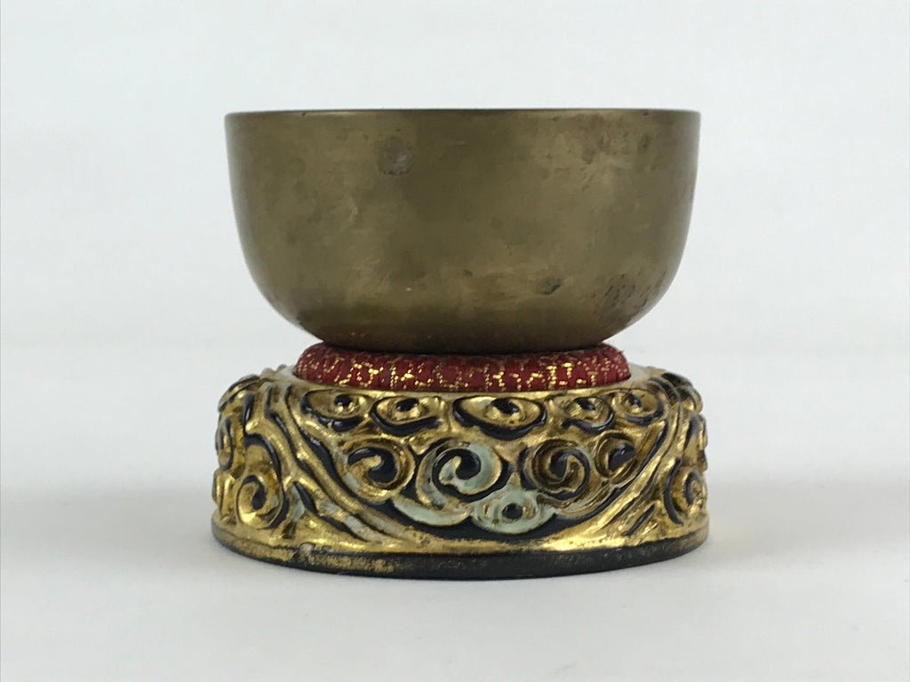 Japanese Buddhist Altar Fitting Orin Bell Vtg Bronze Bowl Pillow Striker BA62