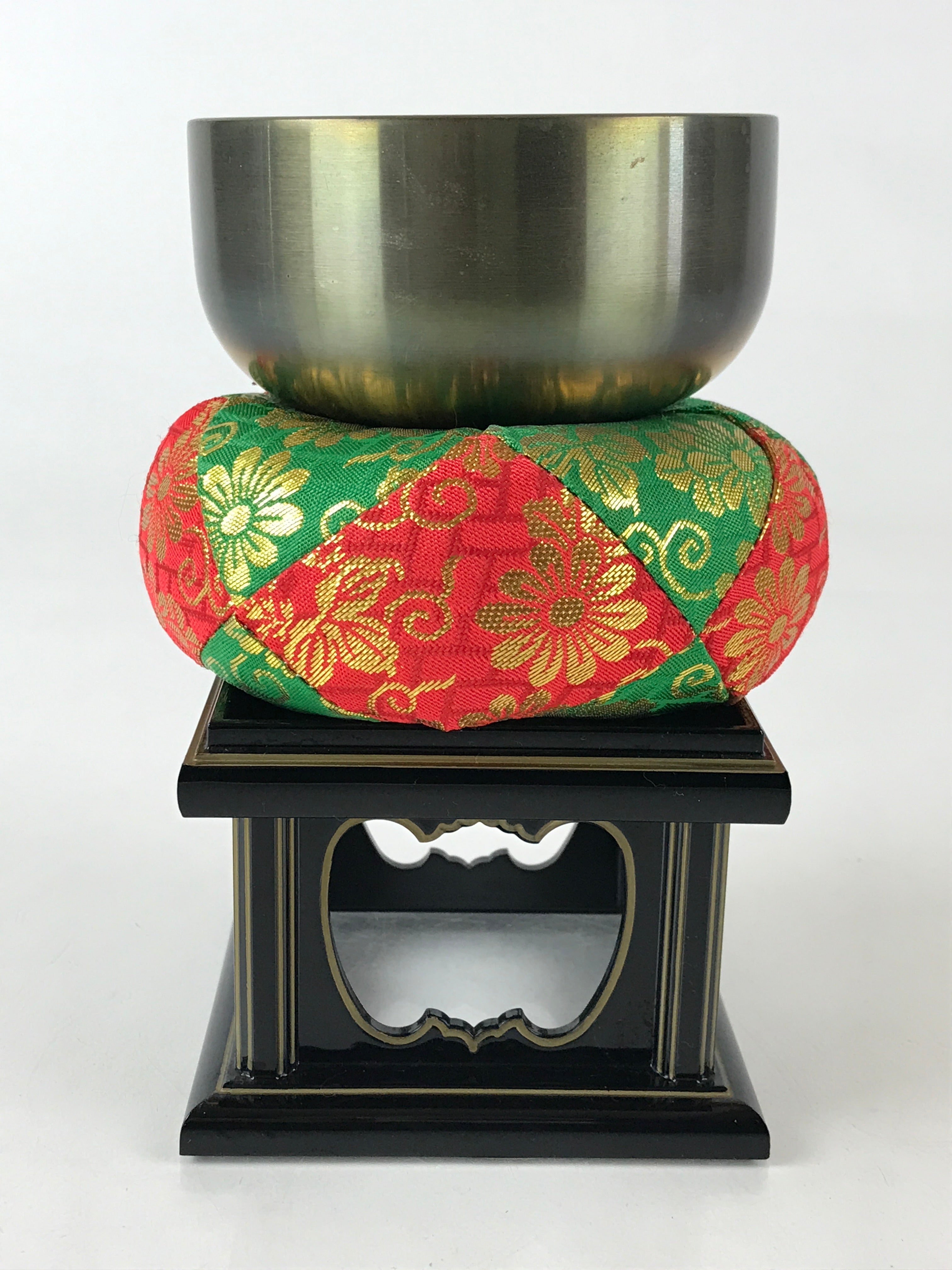 Japanese Buddhist Altar Fitting Orin Bell Vtg Singing Bowl Pillow Stand Striker