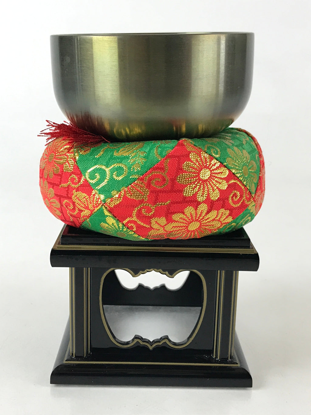Japanese Buddhist Altar Fitting Orin Bell Vtg Singing Bowl Pillow Stand Striker
