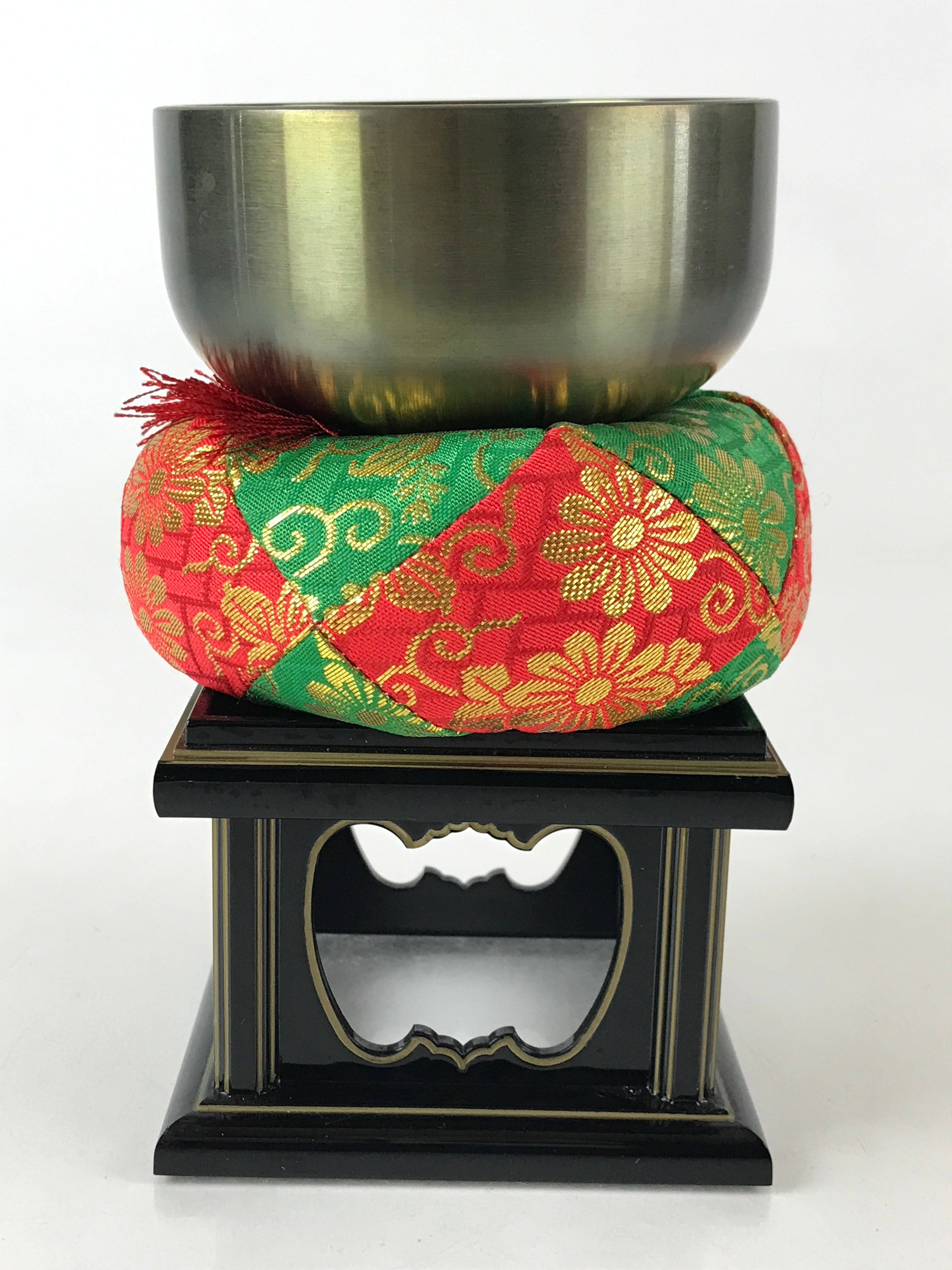 Japanese Buddhist Altar Fitting Orin Bell Vtg Singing Bowl Pillow Stand Striker