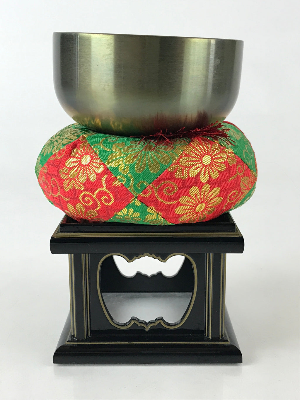Japanese Buddhist Altar Fitting Orin Bell Vtg Singing Bowl Pillow Stand Striker