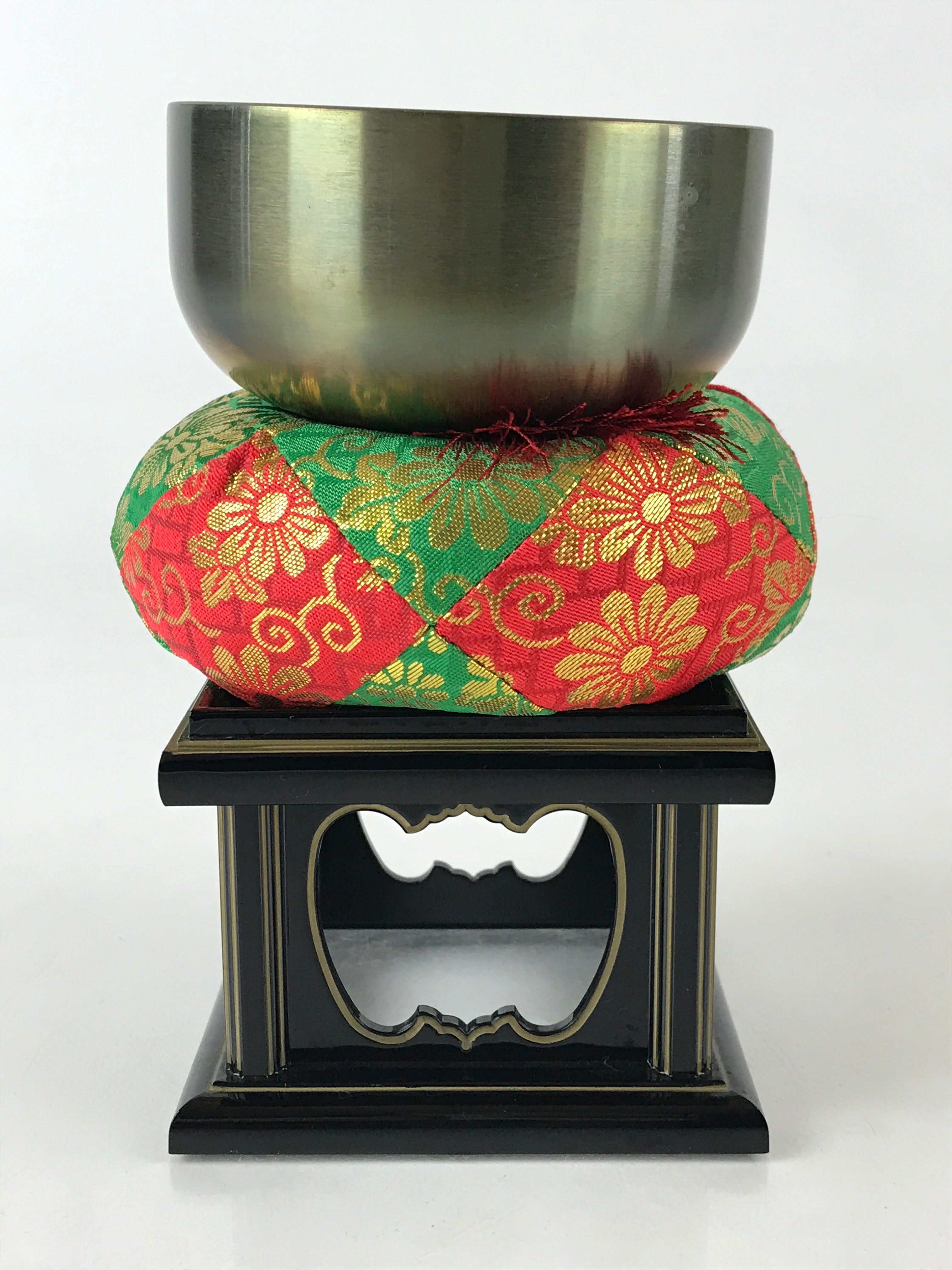 Japanese Buddhist Altar Fitting Orin Bell Vtg Singing Bowl Pillow Stand Striker