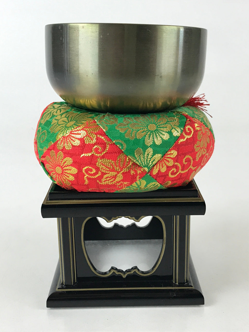 Japanese Buddhist Altar Fitting Orin Bell Vtg Singing Bowl Pillow Stand Striker