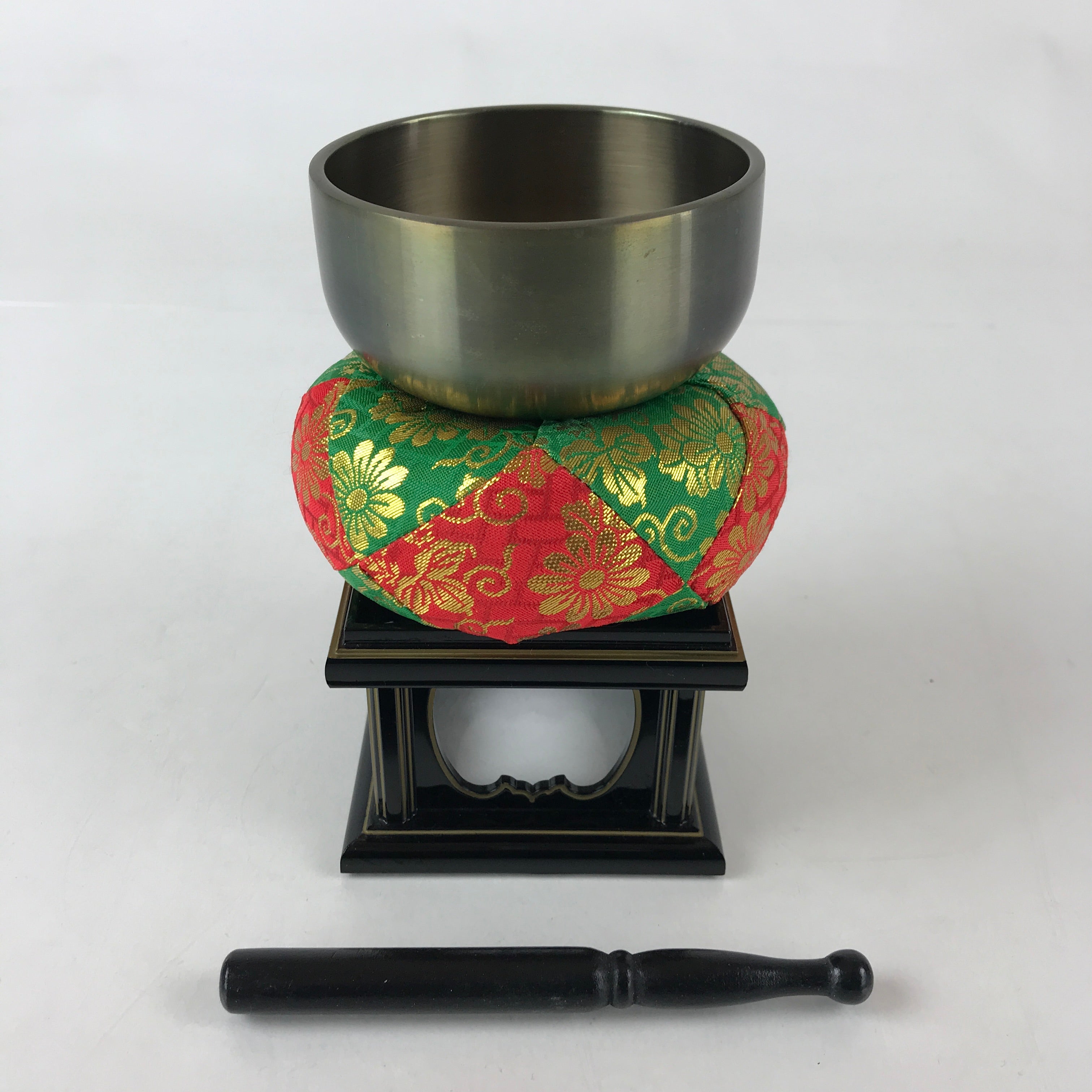Japanese Buddhist Altar Fitting Orin Bell Vtg Singing Bowl Pillow Stand Striker
