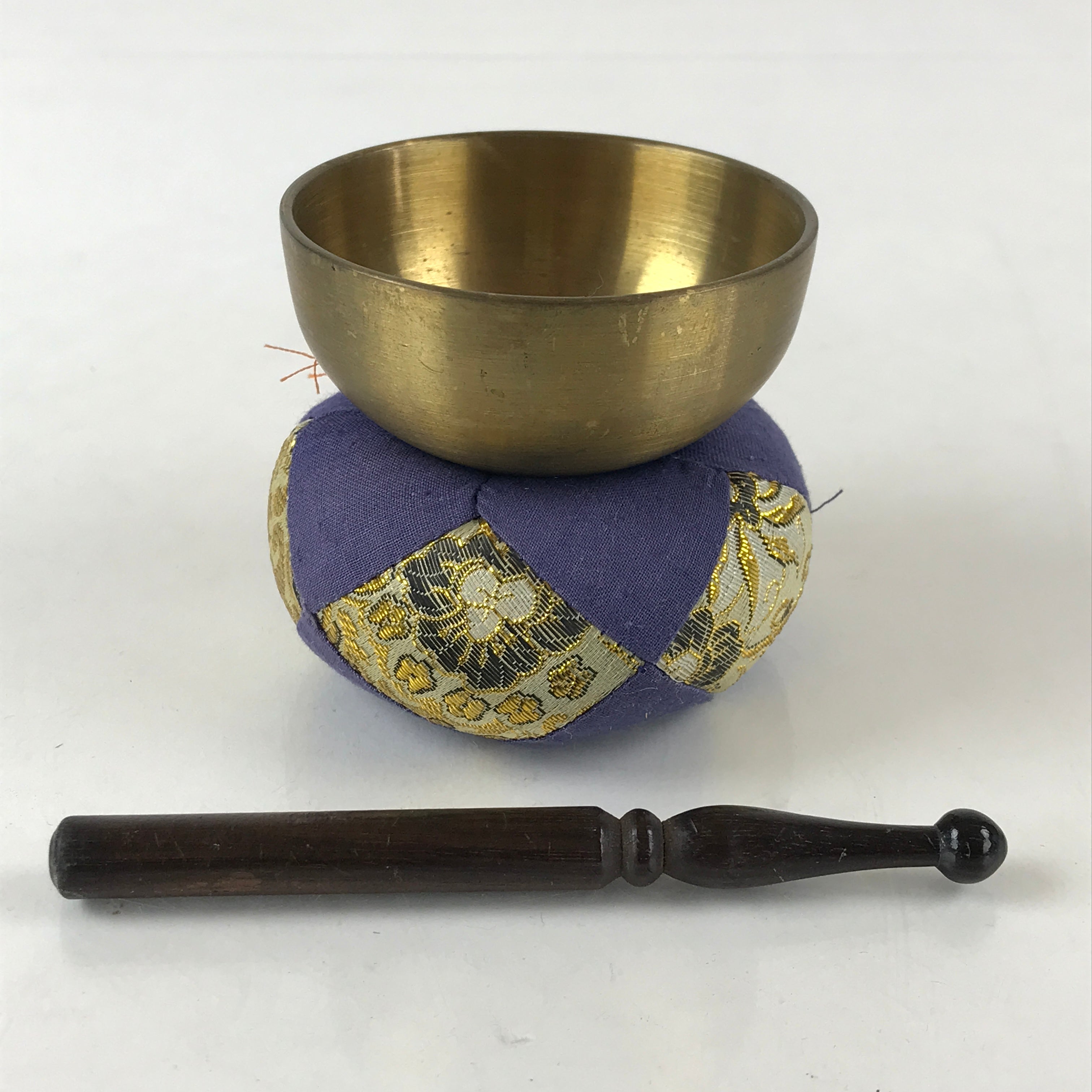 Japanese Buddhist Altar Fitting Orin Bell Vtg Singing Bowl Pillow Striker Butsugu
