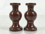 Japanese Buddhist Altar Fitting Porcelain Flower Vase Hanatate Brown 2pc BA650