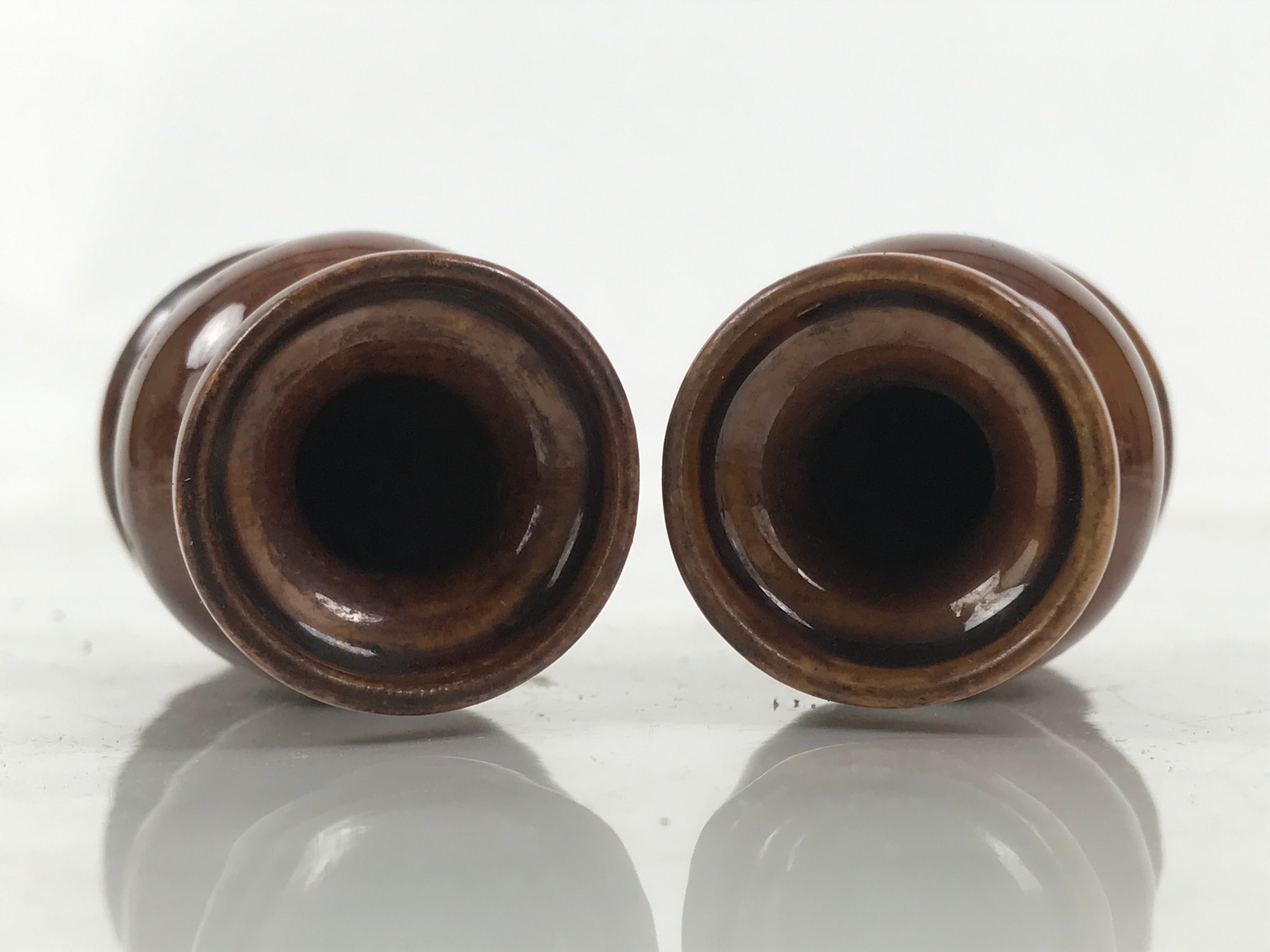 Japanese Buddhist Altar Fitting Porcelain Flower Vase Hanatate Brown 2pc BA650