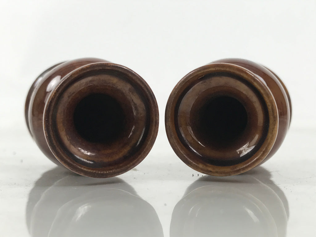 Japanese Buddhist Altar Fitting Porcelain Flower Vase Hanatate Brown 2pc BA650