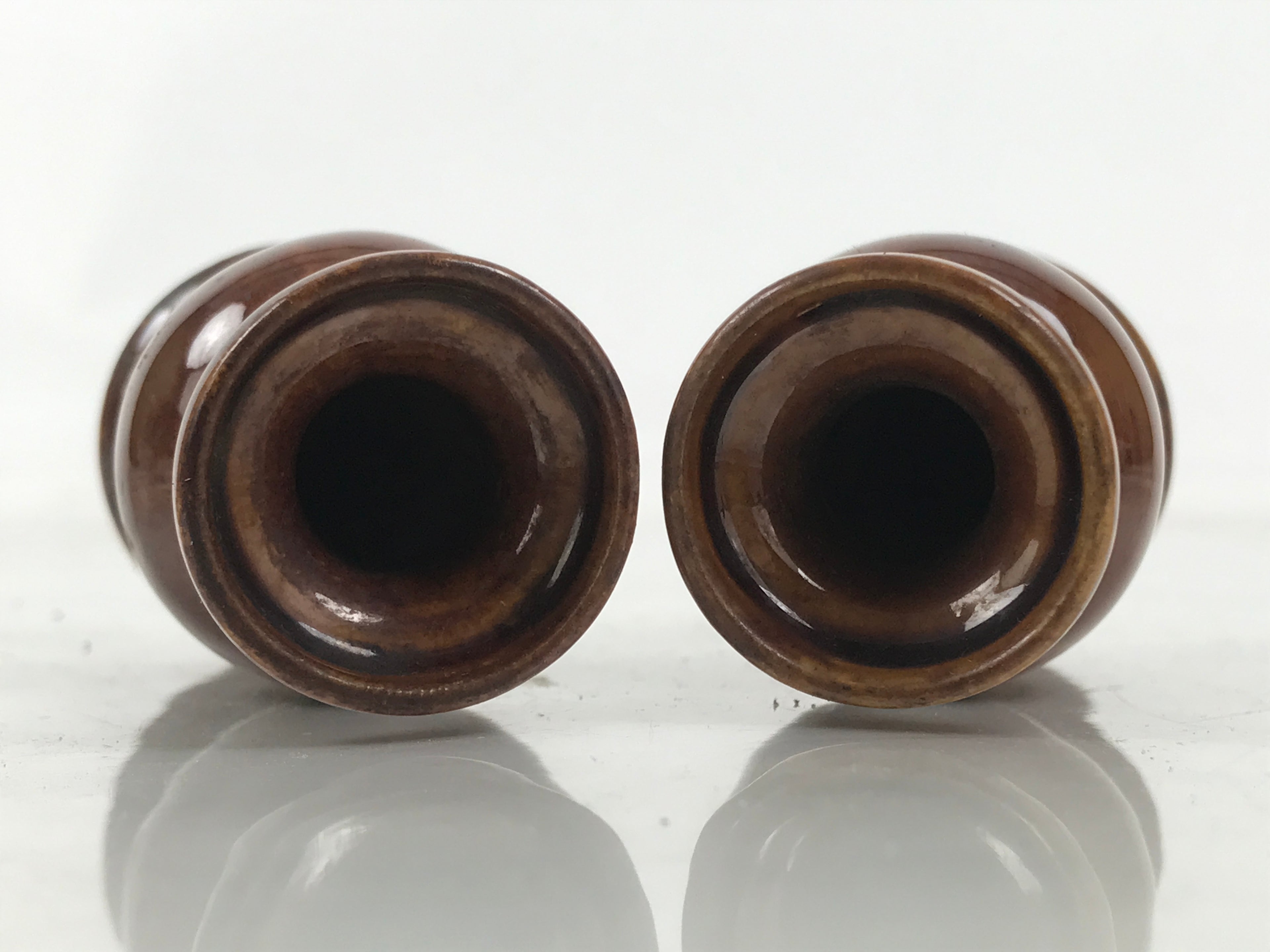 Japanese Buddhist Altar Fitting Porcelain Flower Vase Hanatate Brown 2pc BA650