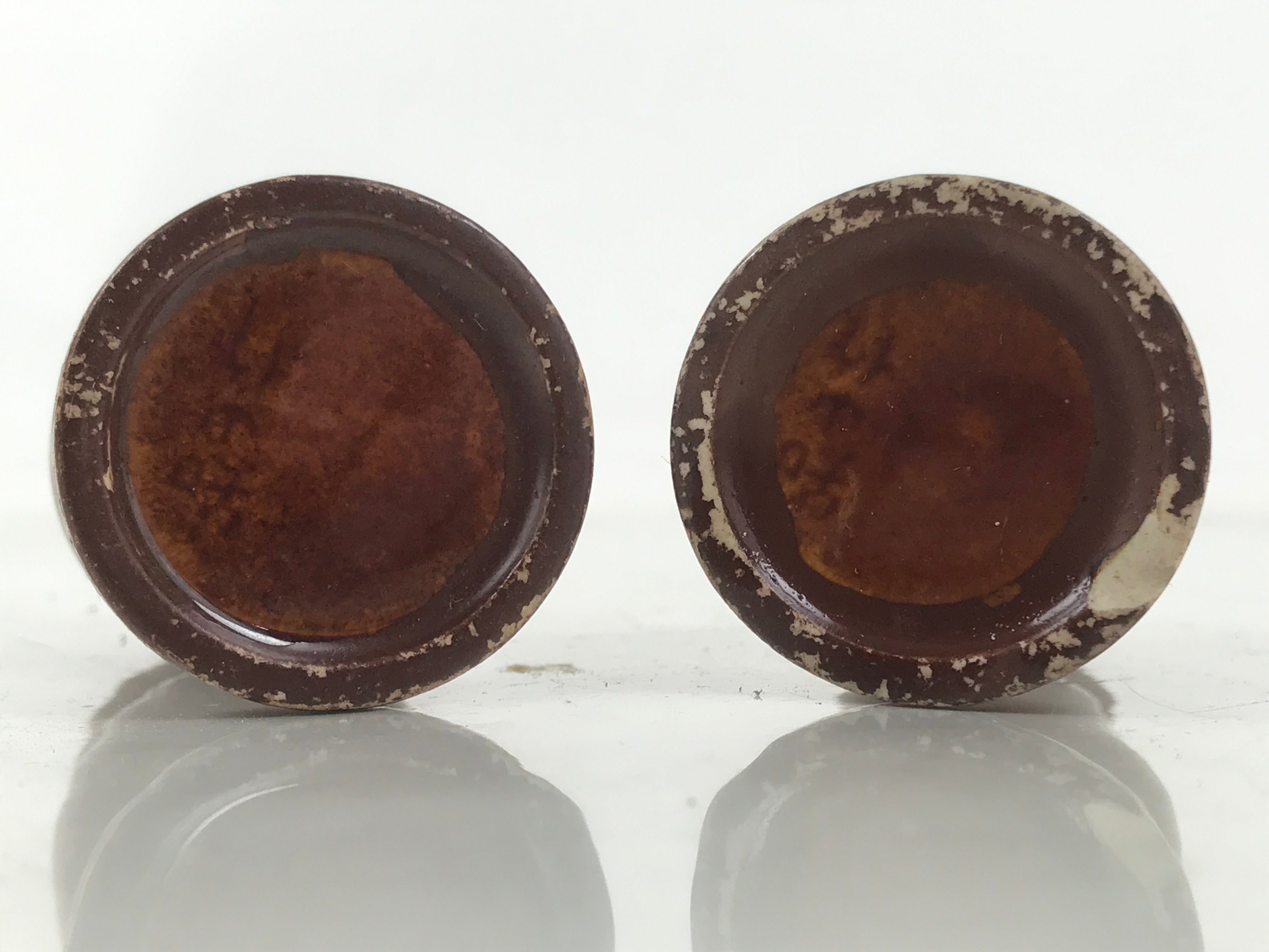 Japanese Buddhist Altar Fitting Porcelain Flower Vase Hanatate Brown 2pc BA650