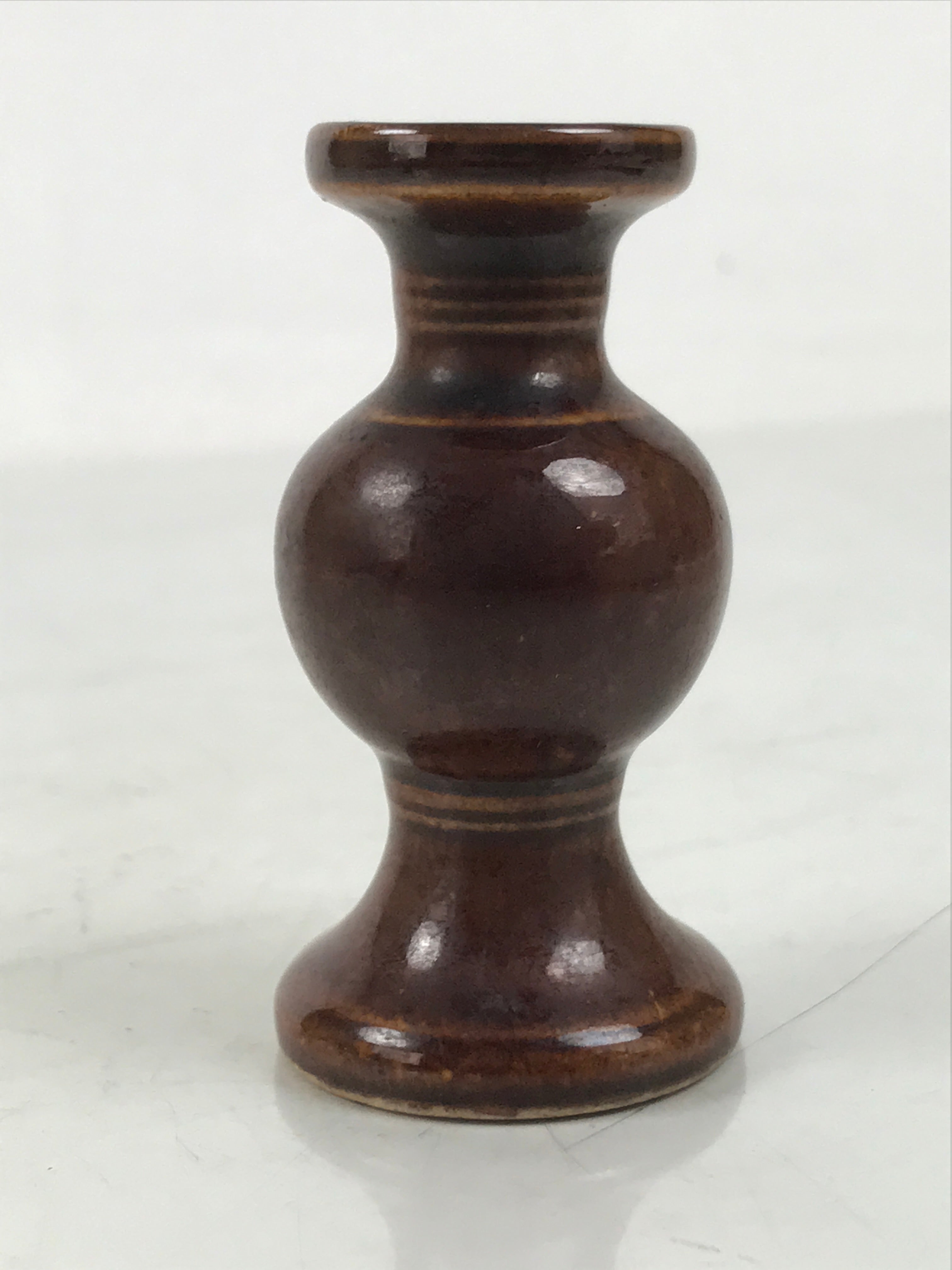 Japanese Buddhist Altar Fitting Porcelain Flower Vase Vtg Hanatate Brown BA649