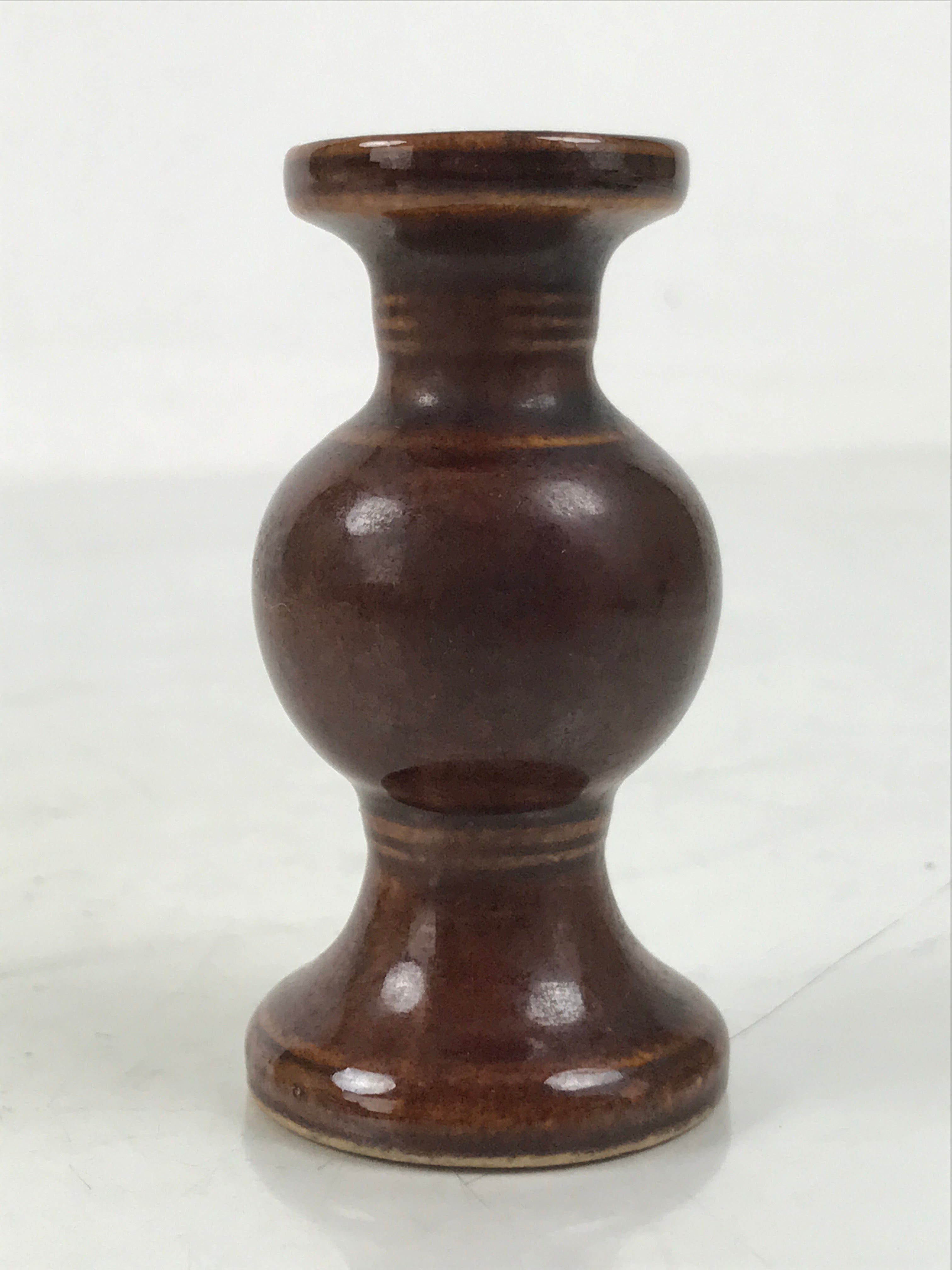 Japanese Buddhist Altar Fitting Porcelain Flower Vase Vtg Hanatate Brown BA649