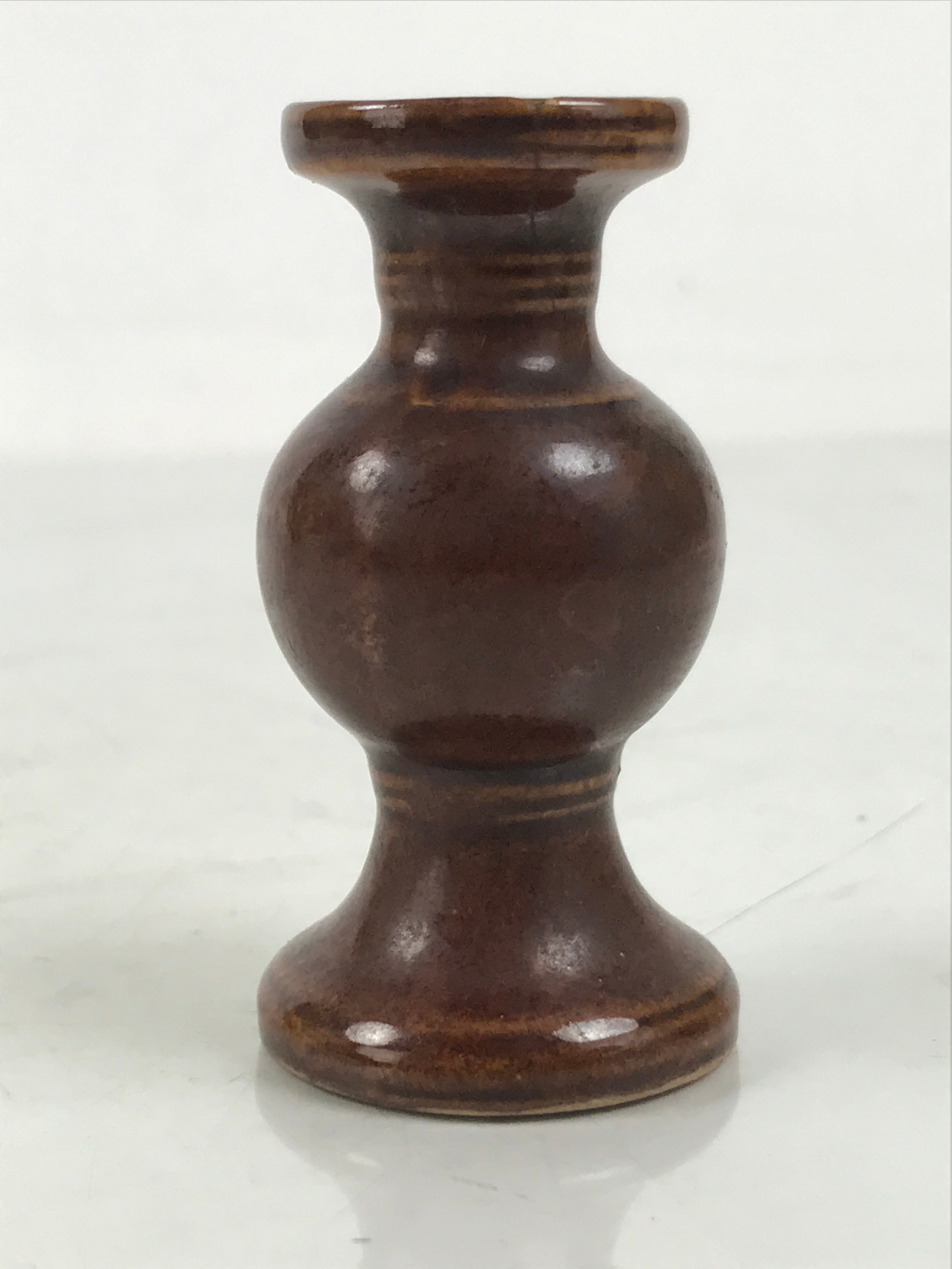 Japanese Buddhist Altar Fitting Porcelain Flower Vase Vtg Hanatate Brown BA649
