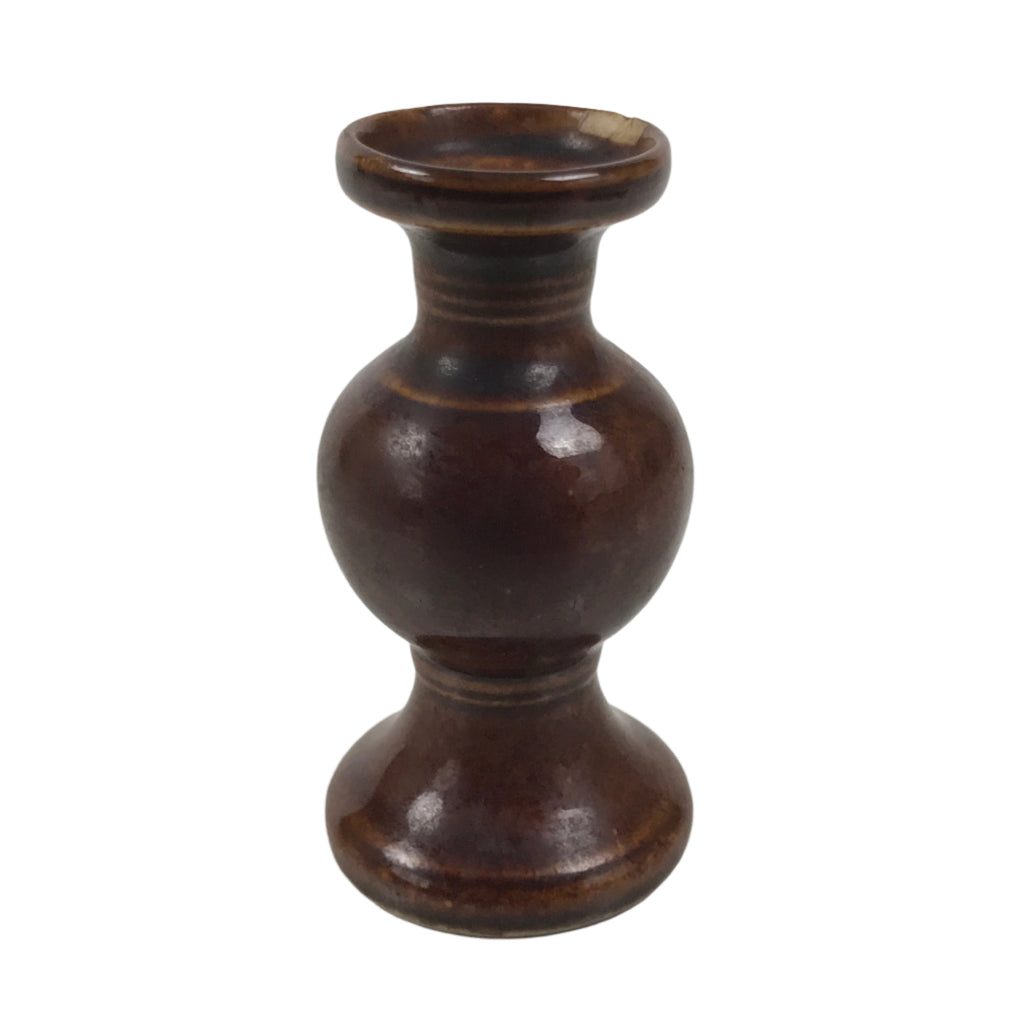 Japanese Buddhist Altar Fitting Porcelain Flower Vase Vtg Hanatate Brown BA649