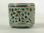 Japanese Buddhist Altar Fitting Porcelain Incense Burner Koro Vtg Green BA115