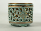 Japanese Buddhist Altar Fitting Porcelain Incense Burner Koro Vtg Green BA115