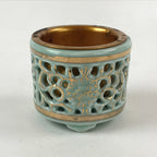 Japanese Buddhist Altar Fitting Porcelain Incense Burner Koro Vtg Green BA115