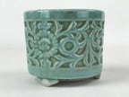 Japanese Buddhist Altar Fitting Porcelain Incense Burner Koro Vtg Green BA188