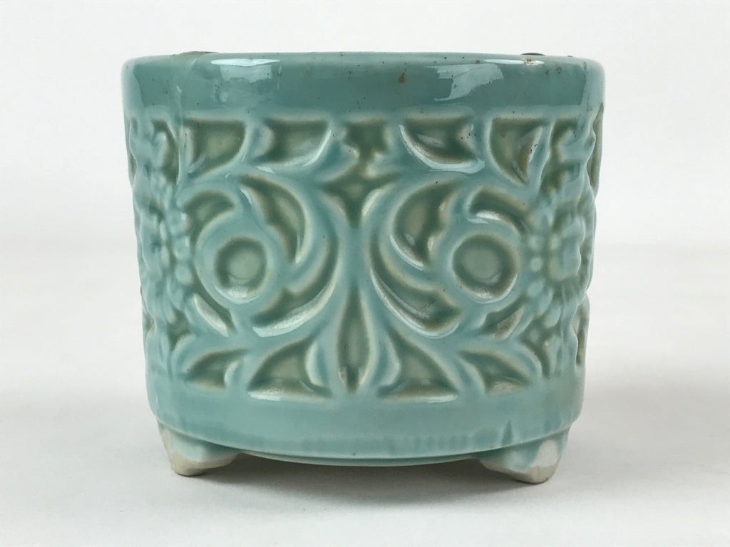 Japanese Buddhist Altar Fitting Porcelain Incense Burner Koro Vtg Green BA188