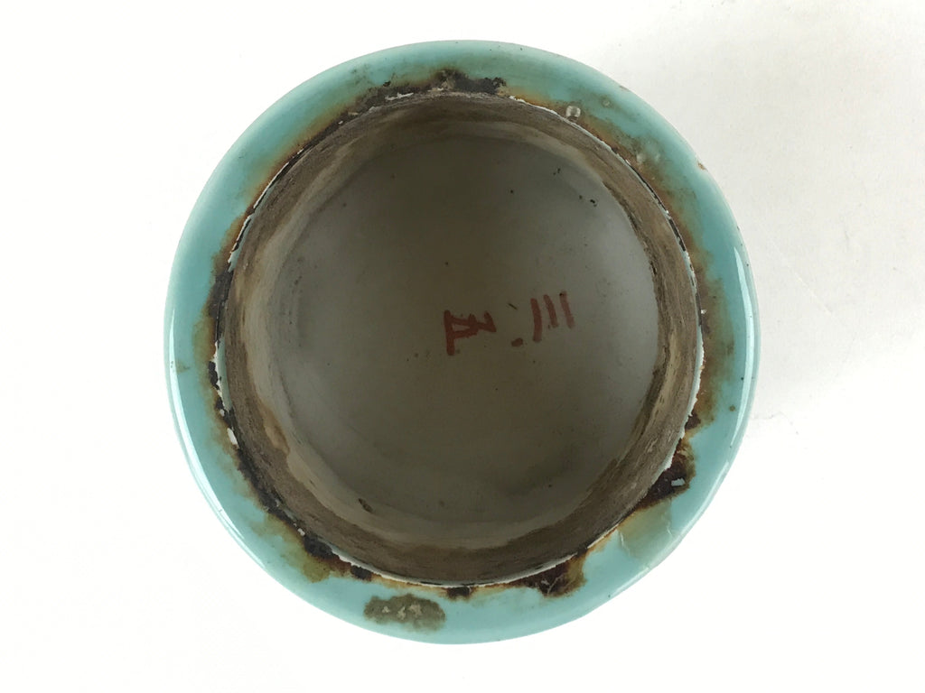 Japanese Buddhist Altar Fitting Porcelain Incense Burner Koro Vtg Green BA188