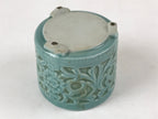 Japanese Buddhist Altar Fitting Porcelain Incense Burner Koro Vtg Green BA188