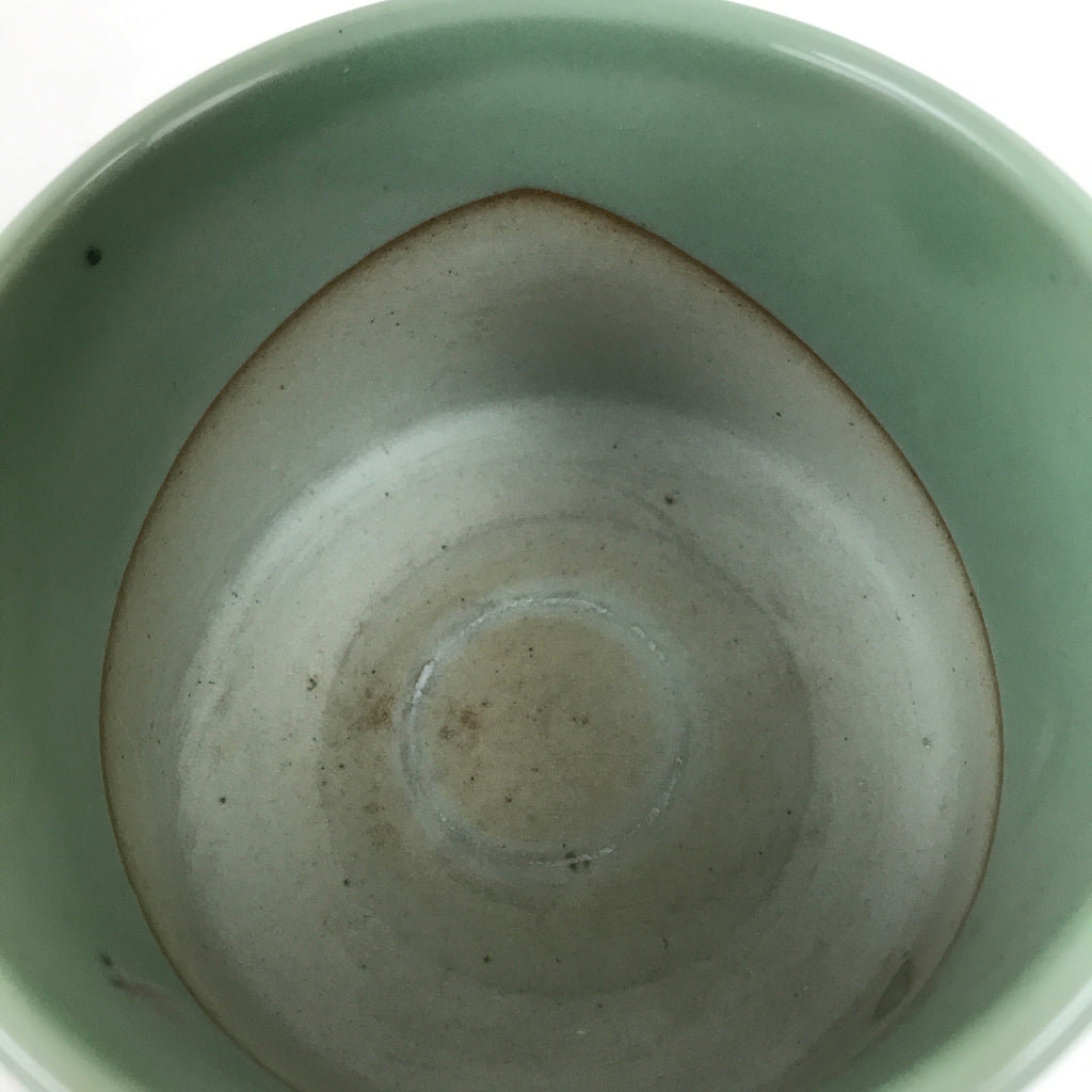 Japanese Buddhist Altar Fitting Porcelain Incense Burner Koro Vtg Green BA346