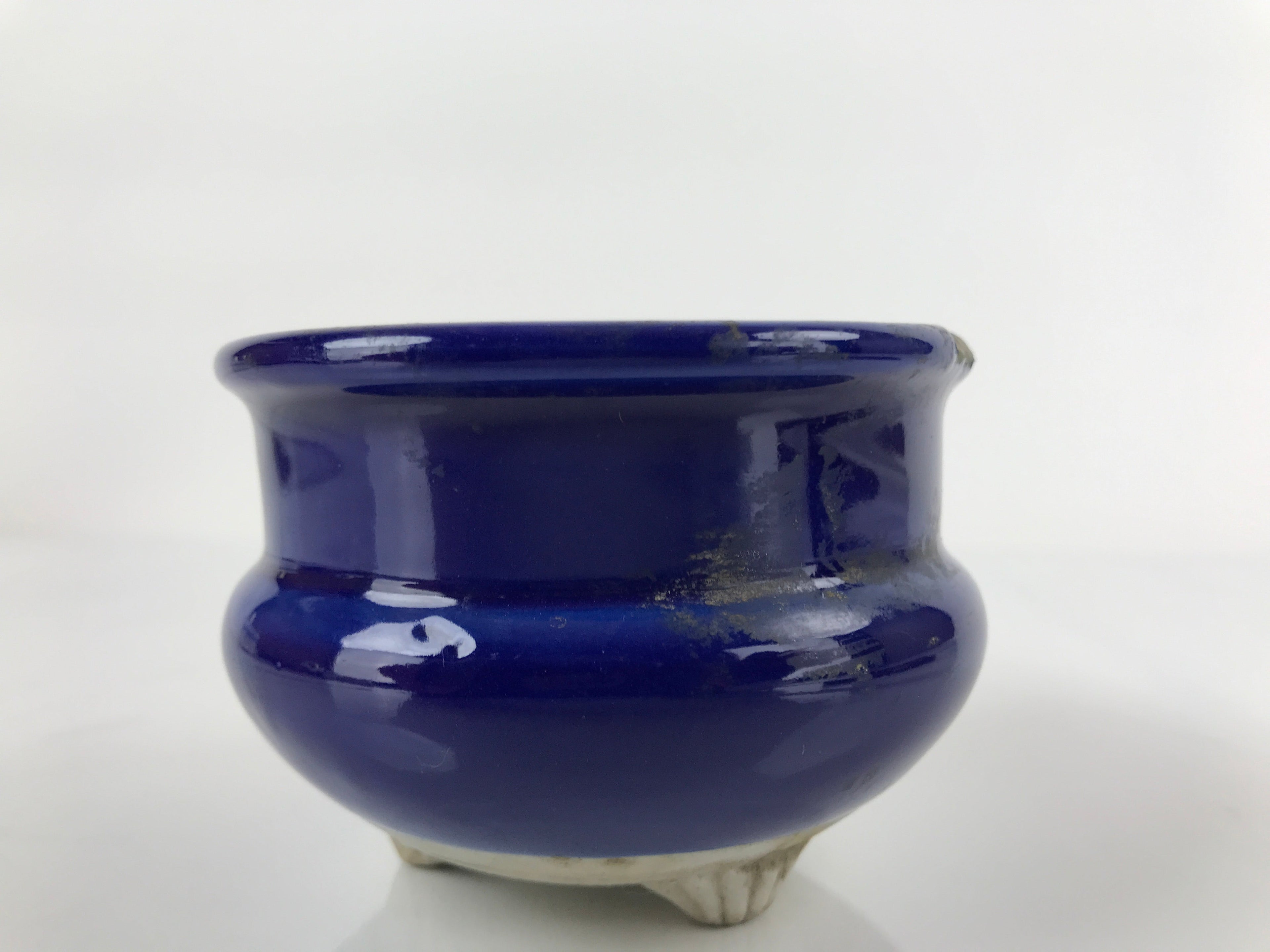 Japanese Buddhist Altar Fitting Porcelain Incense Burner Vtg Koro Blue Cup BA274