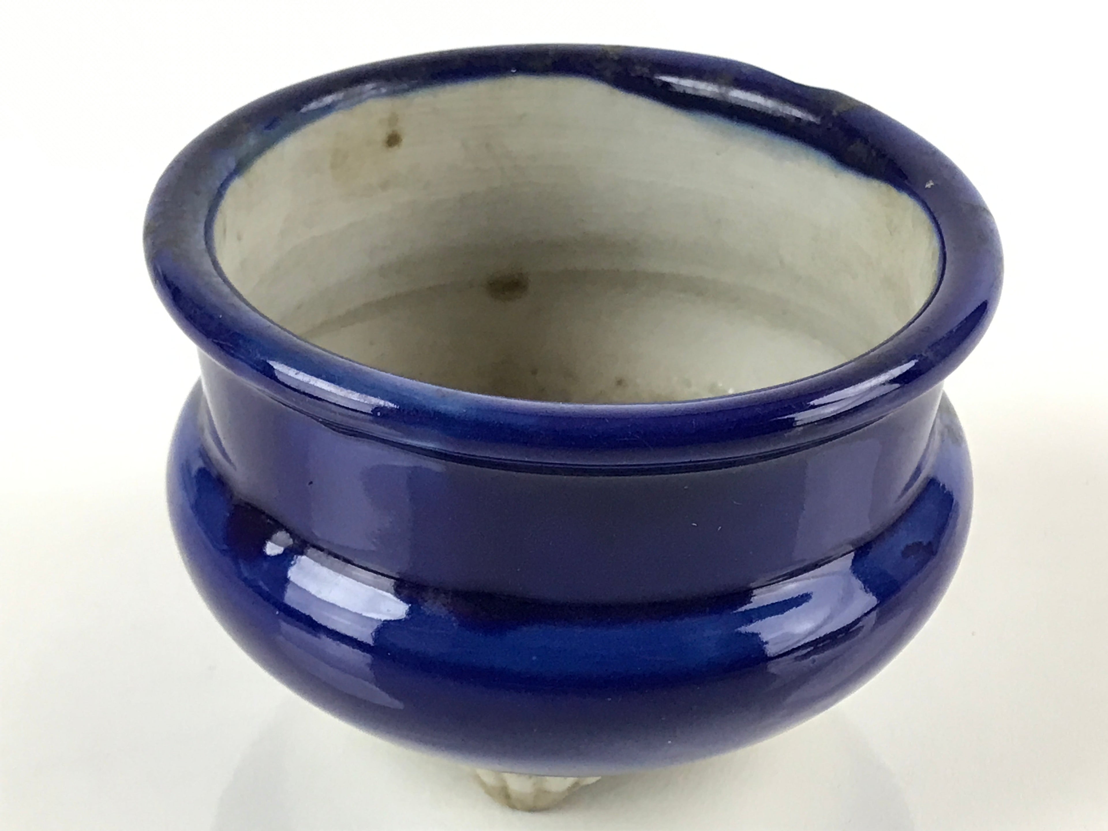 Japanese Buddhist Altar Fitting Porcelain Incense Burner Vtg Koro Blue Cup BA274