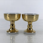 Japanese Buddhist Altar Fitting Porcelain Rice Offering Cup Vtg 2pc Gold BA458