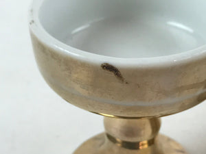 Japanese Buddhist Altar Fitting Porcelain Rice Offering Cup Vtg 2pc Gold BA90