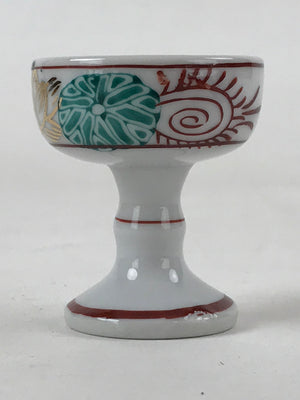 Japanese Buddhist Altar Fitting Porcelain Rice Offering Cup Vtg Gold Lotus BA156