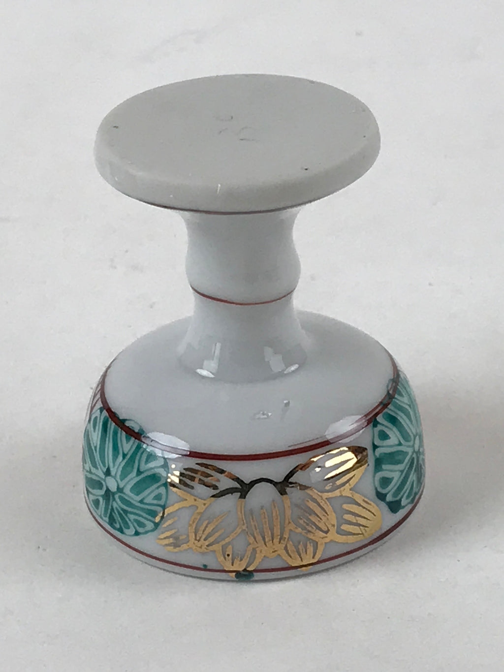 Japanese Buddhist Altar Fitting Porcelain Rice Offering Cup Vtg Gold Lotus BA156