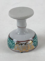 Japanese Buddhist Altar Fitting Porcelain Rice Offering Cup Vtg Gold Lotus BA156